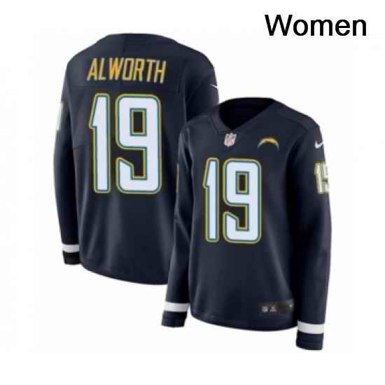 Womens Nike Los Angeles Chargers 19 Lance Alworth Limited Navy Blue Therma Long Sleeve NFL Jersey